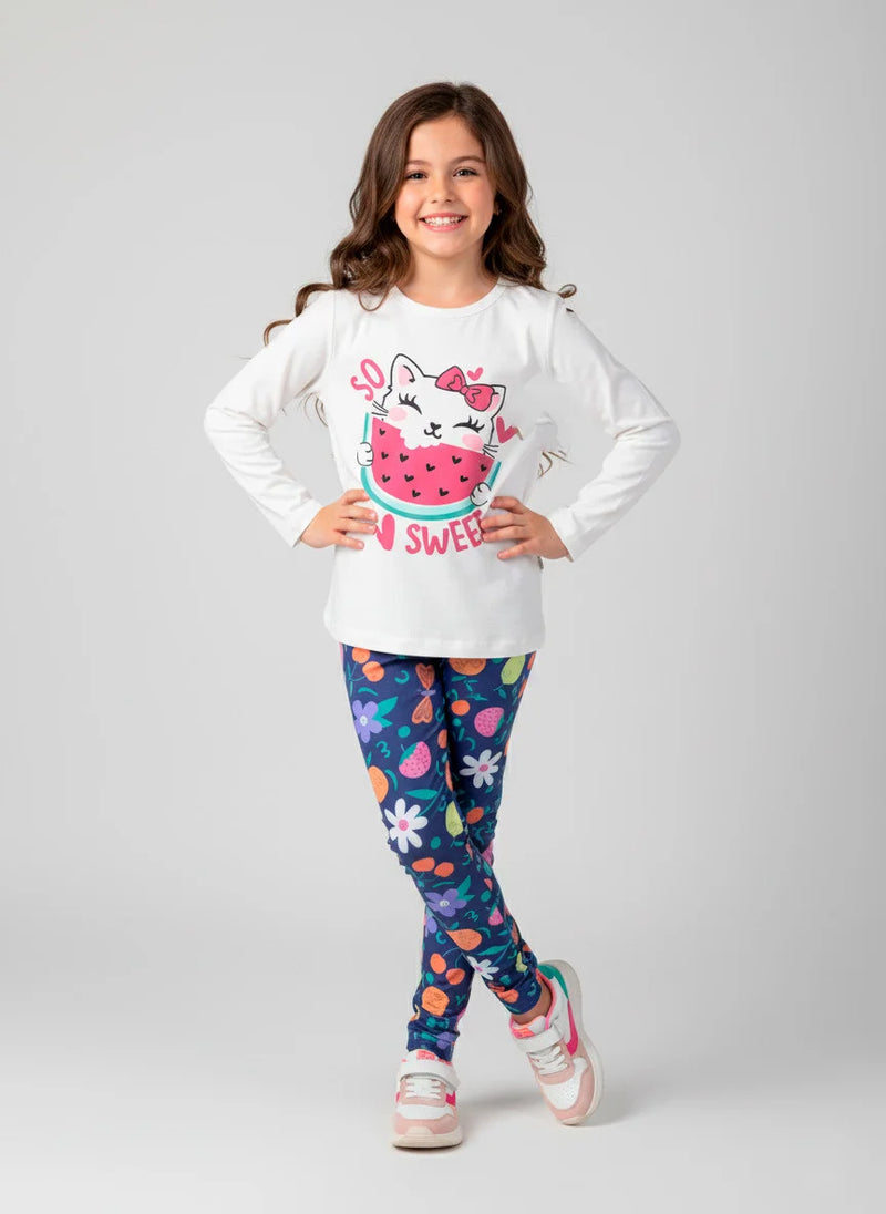 Conjunto Infantil Menina Meia Estação So Sweet Creme 0630 - Laluna
