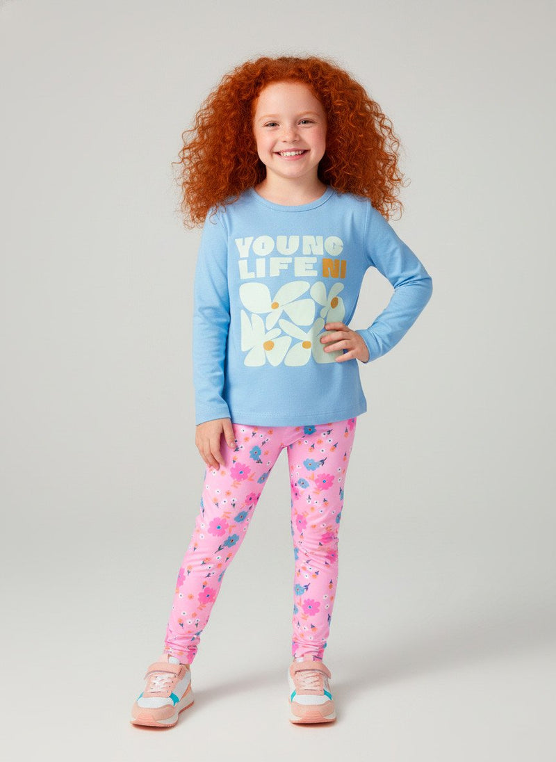 Conjunto Infantil Menina Meia Estação Yong Life Azul Bebê 0628 - Laluna
