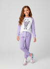 Conjunto Infantil Menina Moletom Girafa com Óculos Lilás 0045 - Laluna