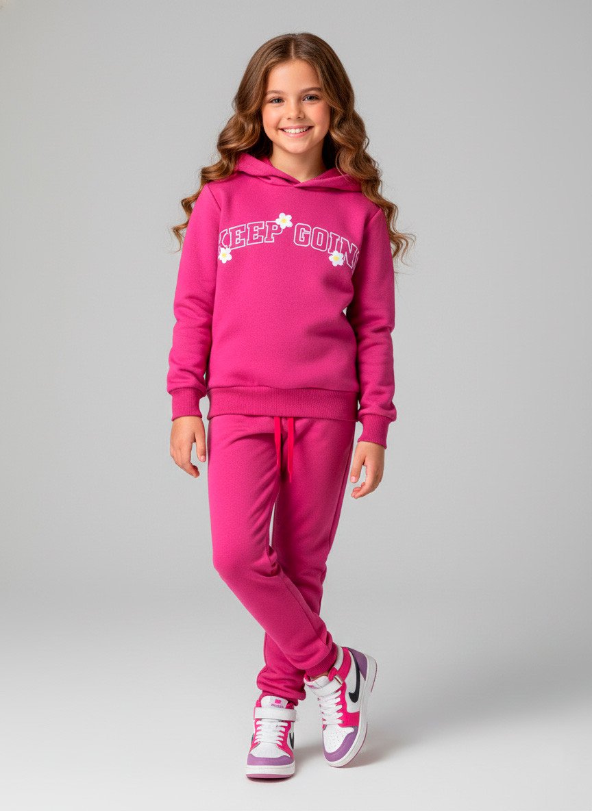 Conjunto Infantil Menina Moletom Keep Going Pink 0317 - Laluna