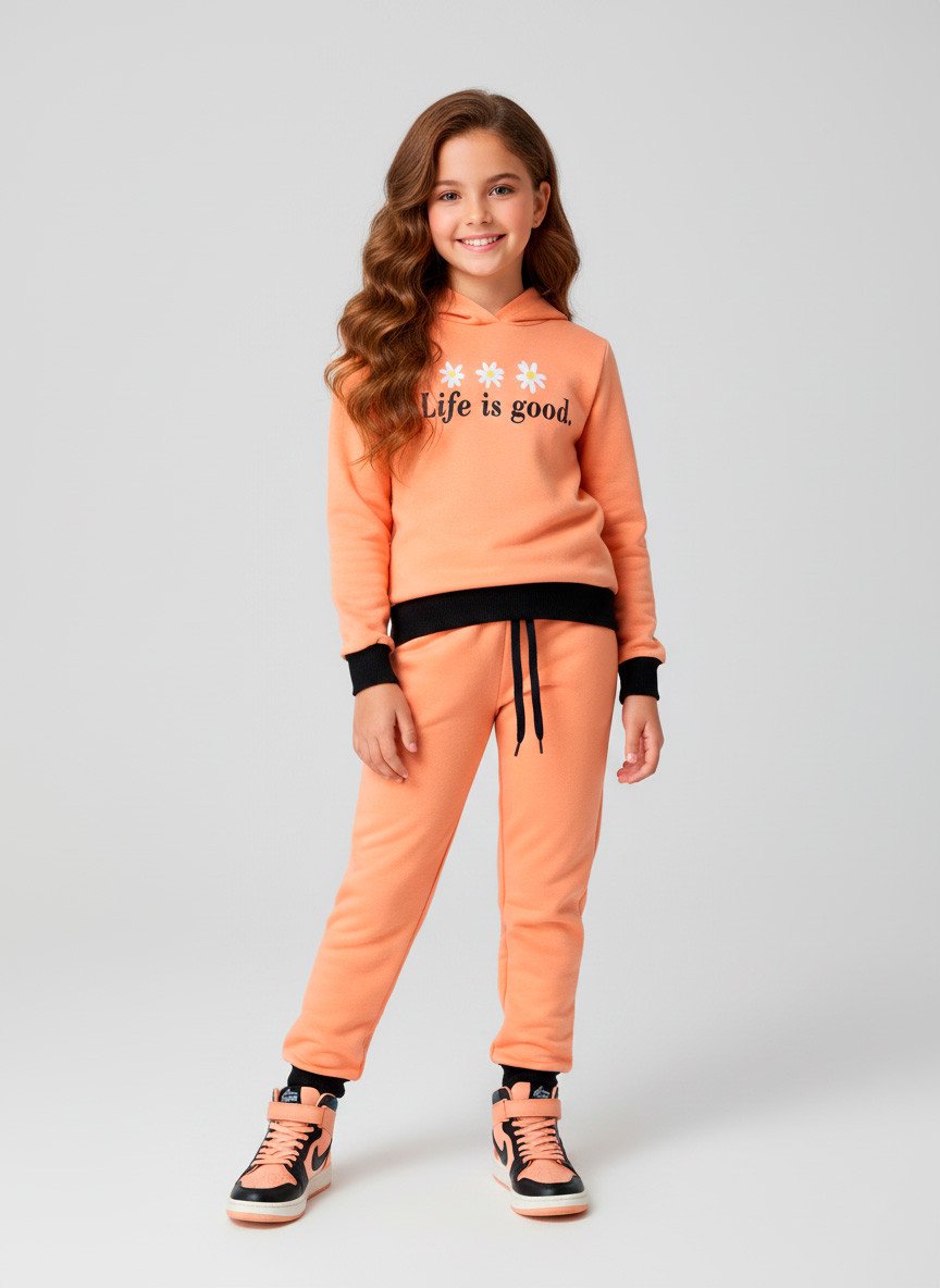 Conjunto Infantil Menina Moletom Life Is Good Sunset 0320 - Laluna