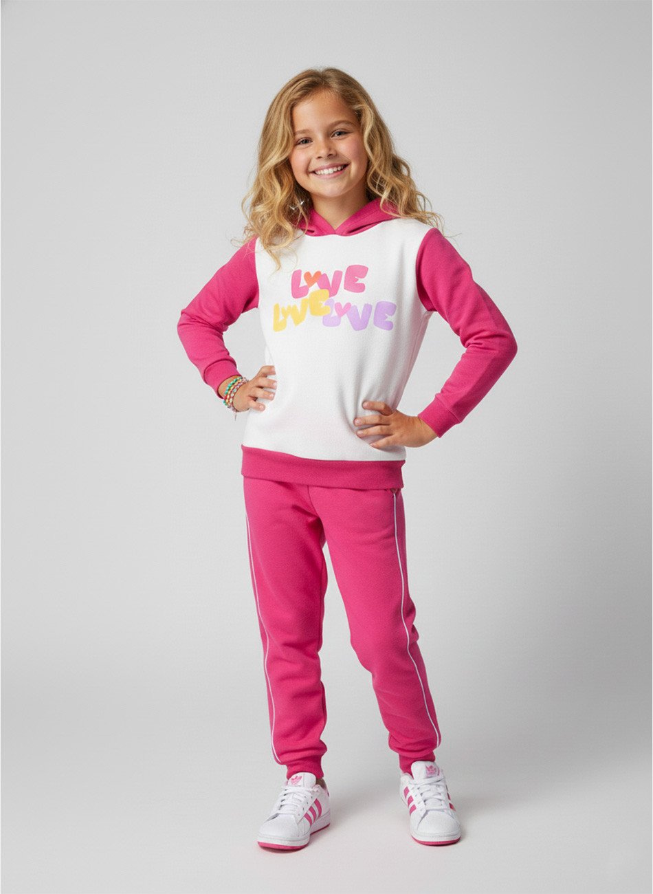 Conjunto Infantil Menina Moletom Love Pink 0201 - Laluna