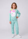 Conjunto Infantil Menina Moletom Unicórnio Verde 0005 - Laluna