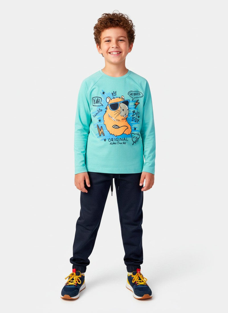 Conjunto Infantil Menino Meia Estação Capivara Street Verde Água 0709 - Torrox