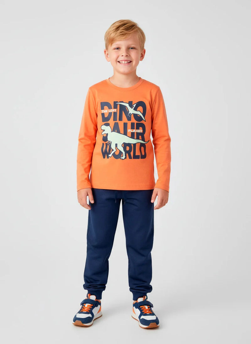 Conjunto Infantil Menino Meia Estação Dinosaur Laranja 071 - Keki Boys