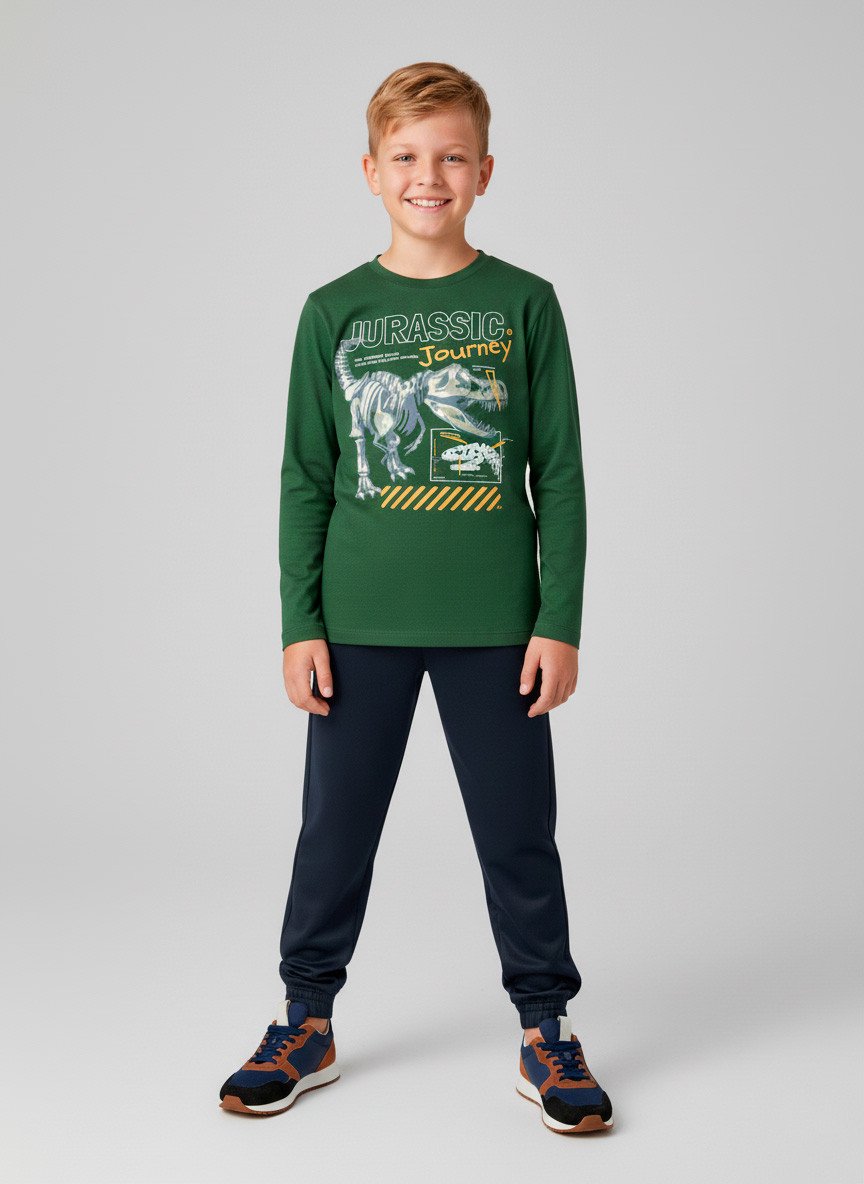 Conjunto Infantil Menino Meia Estação Jurassic Verde 0708 - Torrox