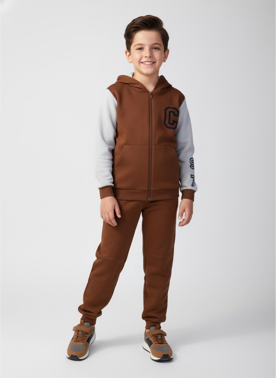 Conjunto Infantil Menino Moletom College Castanho 0614 - Torrox