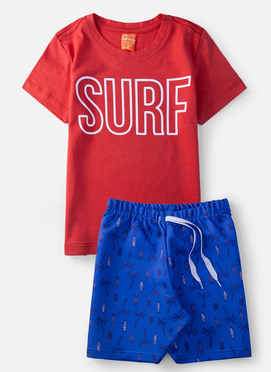 Conjunto Infantil Menino Surf Vermelho 0737 - Torrox