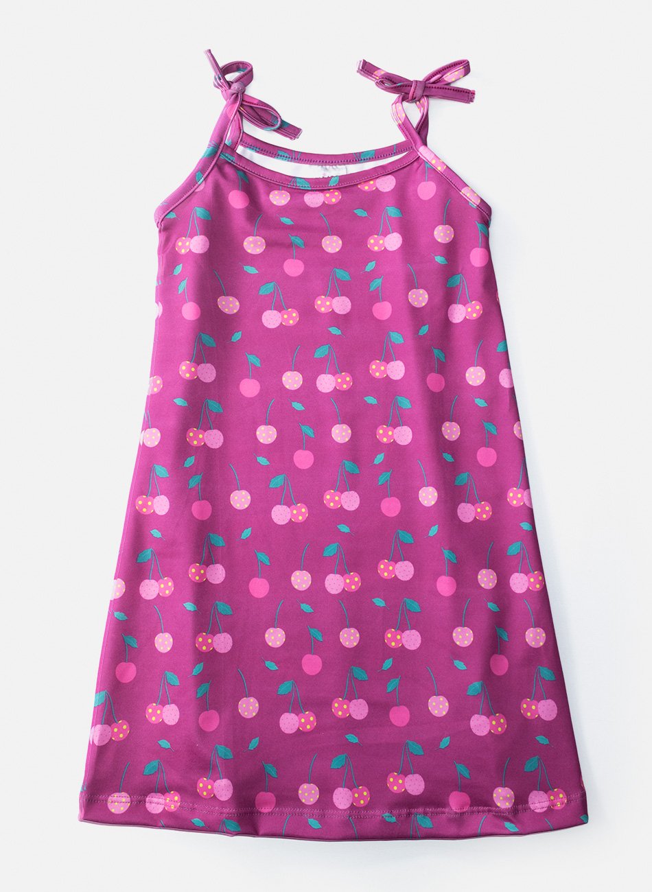 Vestido Infantil de Alcinha Cereja Poa Pink 0810 - Laluna
