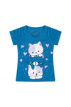 Conjunto Infantil Menina Gatinho Verão Petróleo