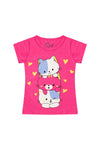 Conjunto Infantil Menina Gatinho Verão Rosa Chiclete
