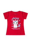 Conjunto Infantil Menina Gatinho Verão Vermelho