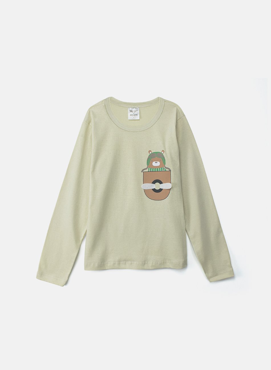 Conjunto Infantil Menino Meia Estação Bolso Creme 0113 - Keki Boys