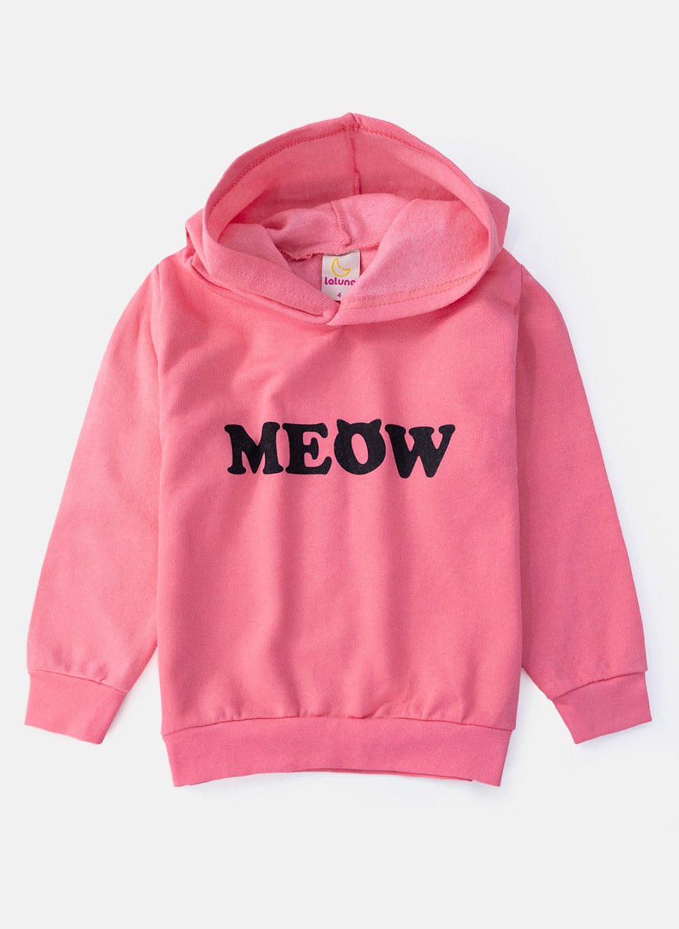 Conjunto Infantil Menina Moletom Meow Rosa 138 - Laluna