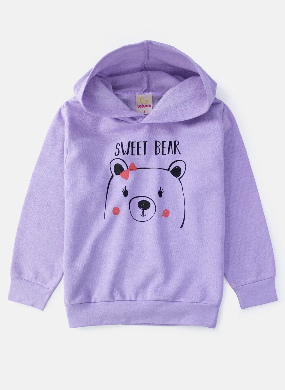 Conjunto Infantil Menina Moletom Sweet Bear Lilás 0382 - Laluna