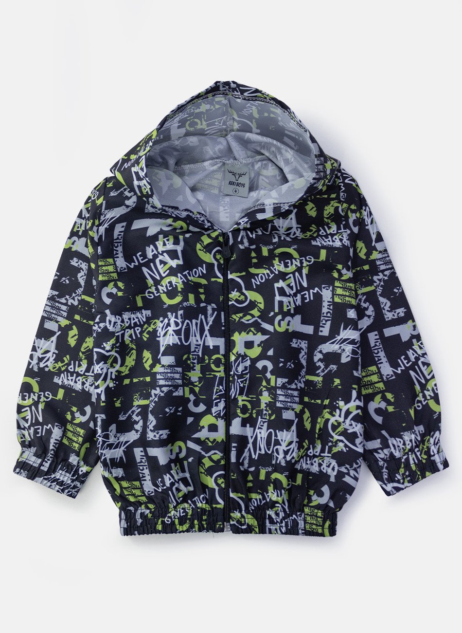 Conjunto Infantil Menino Corta Vento C/Capuz Urbano Preto 0674 - Keki Boys