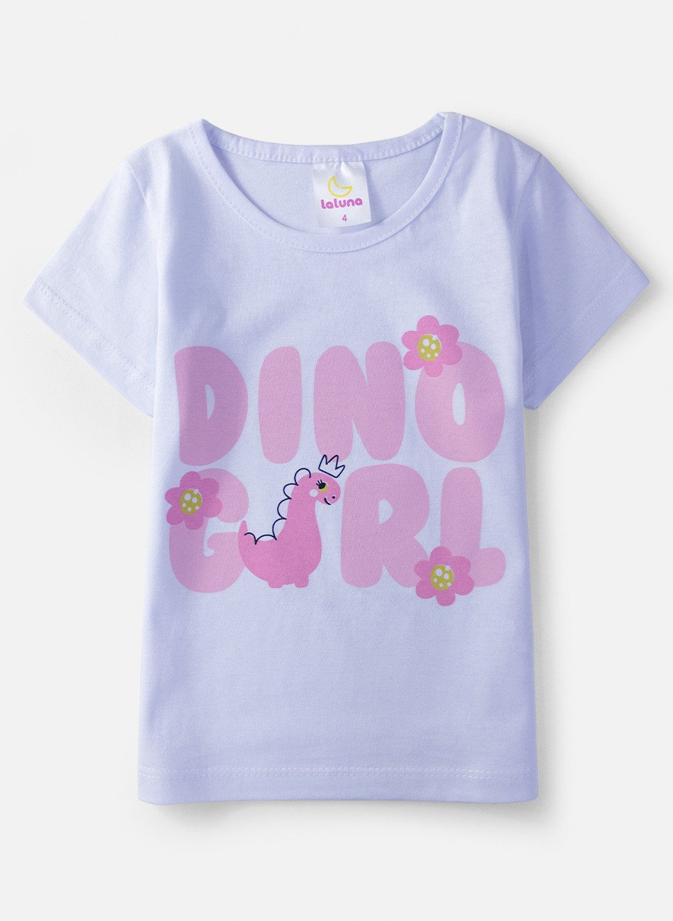 Conjunto Infantil Menina Dino Girl Branco 0717 - Laluna