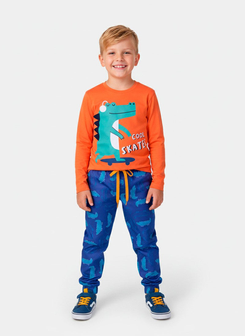 Conjunto Infantil Menino Meia Estação Cool Skater Laranja 0322 - Keki Boys
