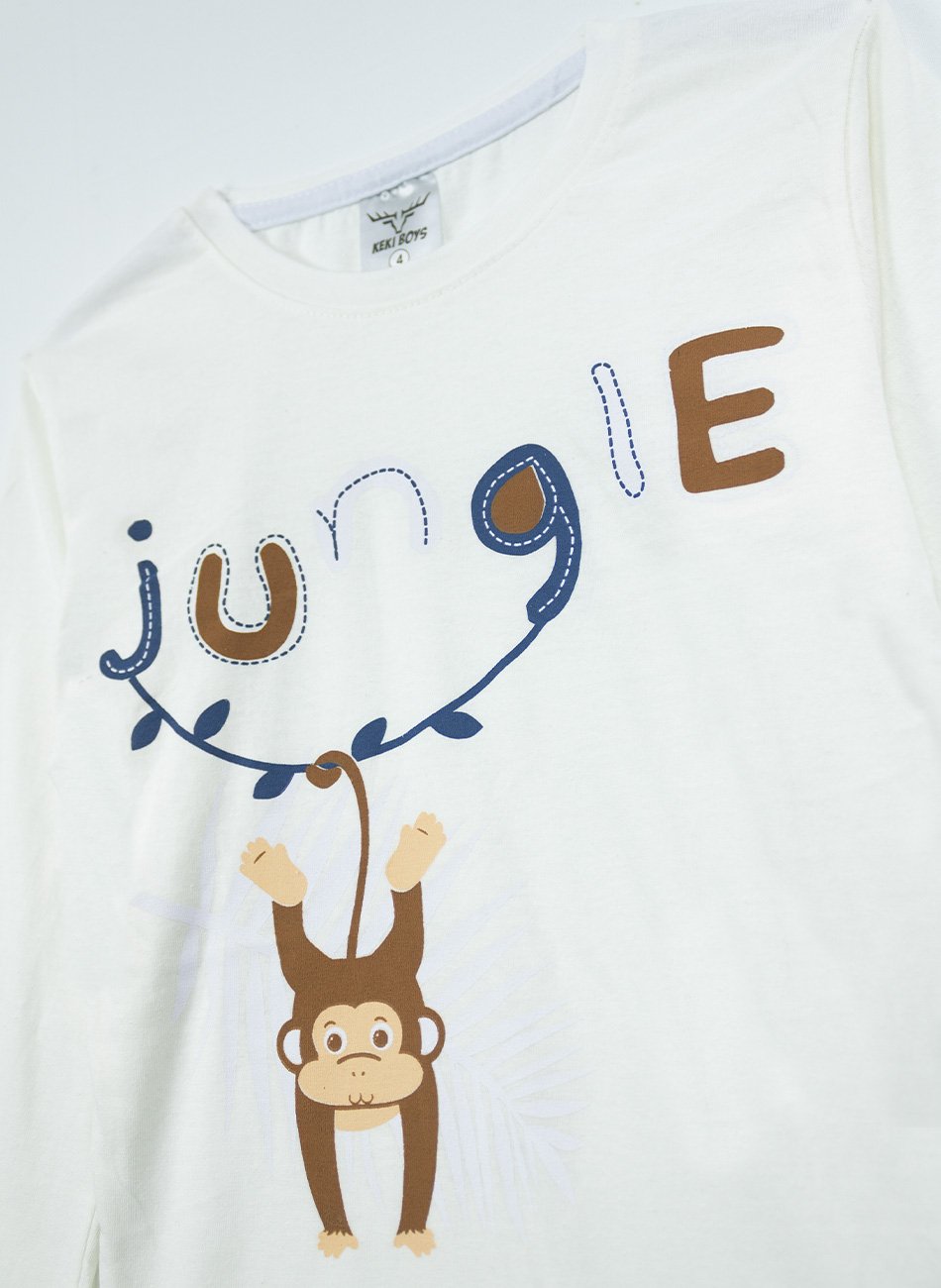 Conjunto Infantil Menino Meia Estação Jungle 0122 Off White - Keki Boys