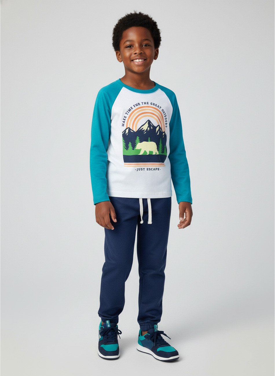 Conjunto Infantil Menino Meia Estação Make Time Creme 578 - Keki Boys