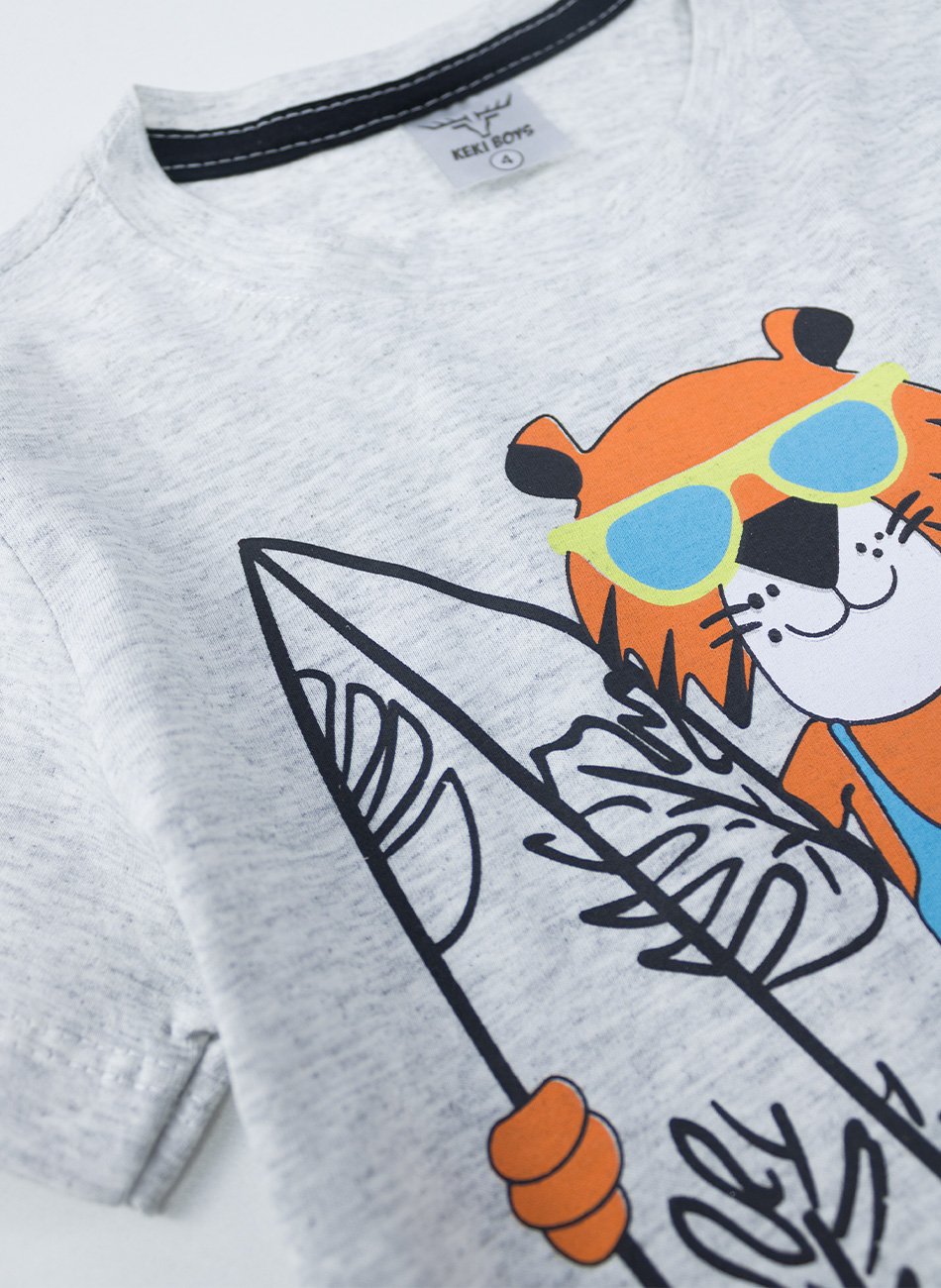 Conjunto Infantil Menino Wild Surf Mescla 0455 - Keki Boys