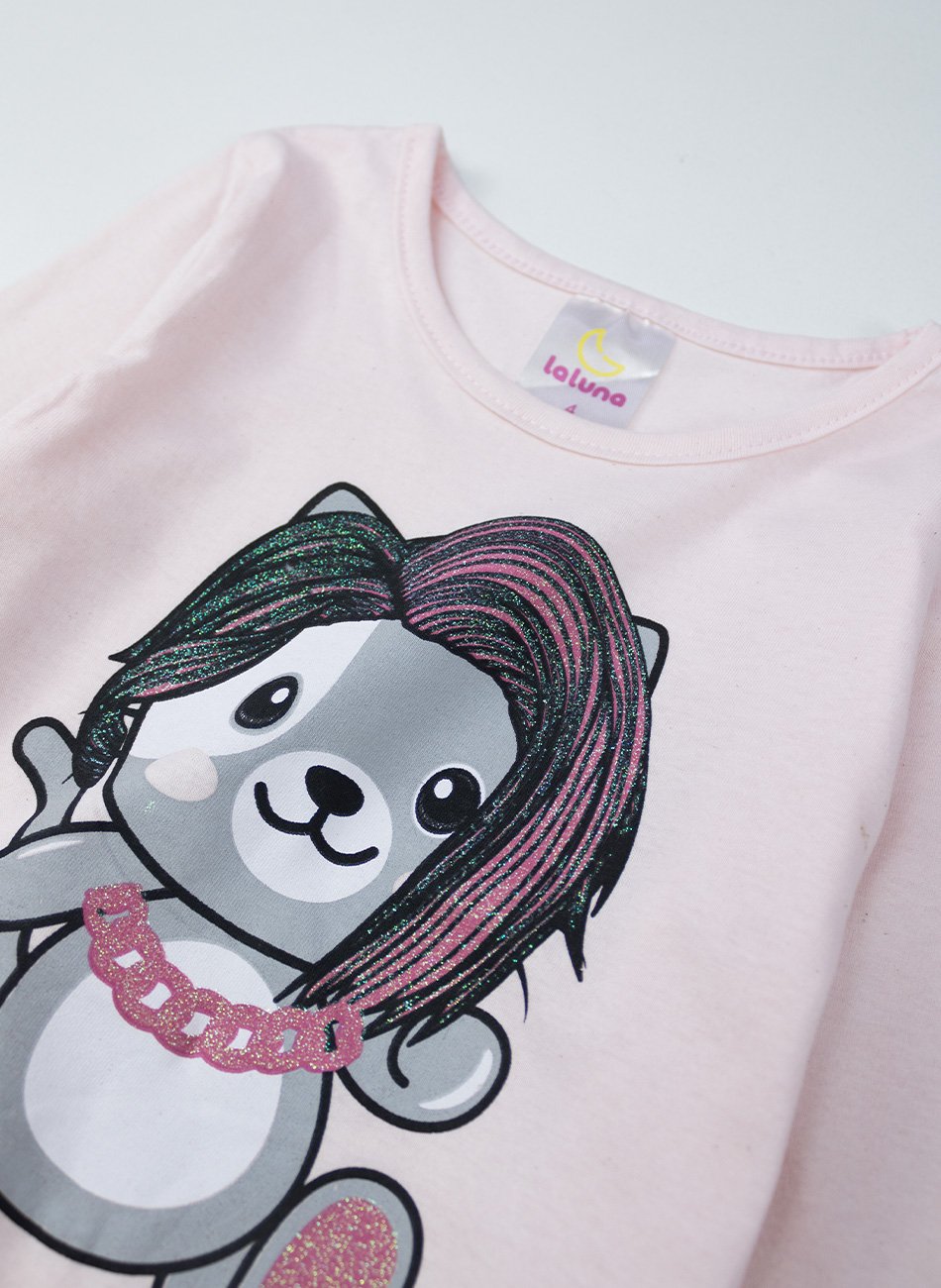 Conjunto Menina Meia Estação Ursinha Sweet Rosa 361 - Laluna