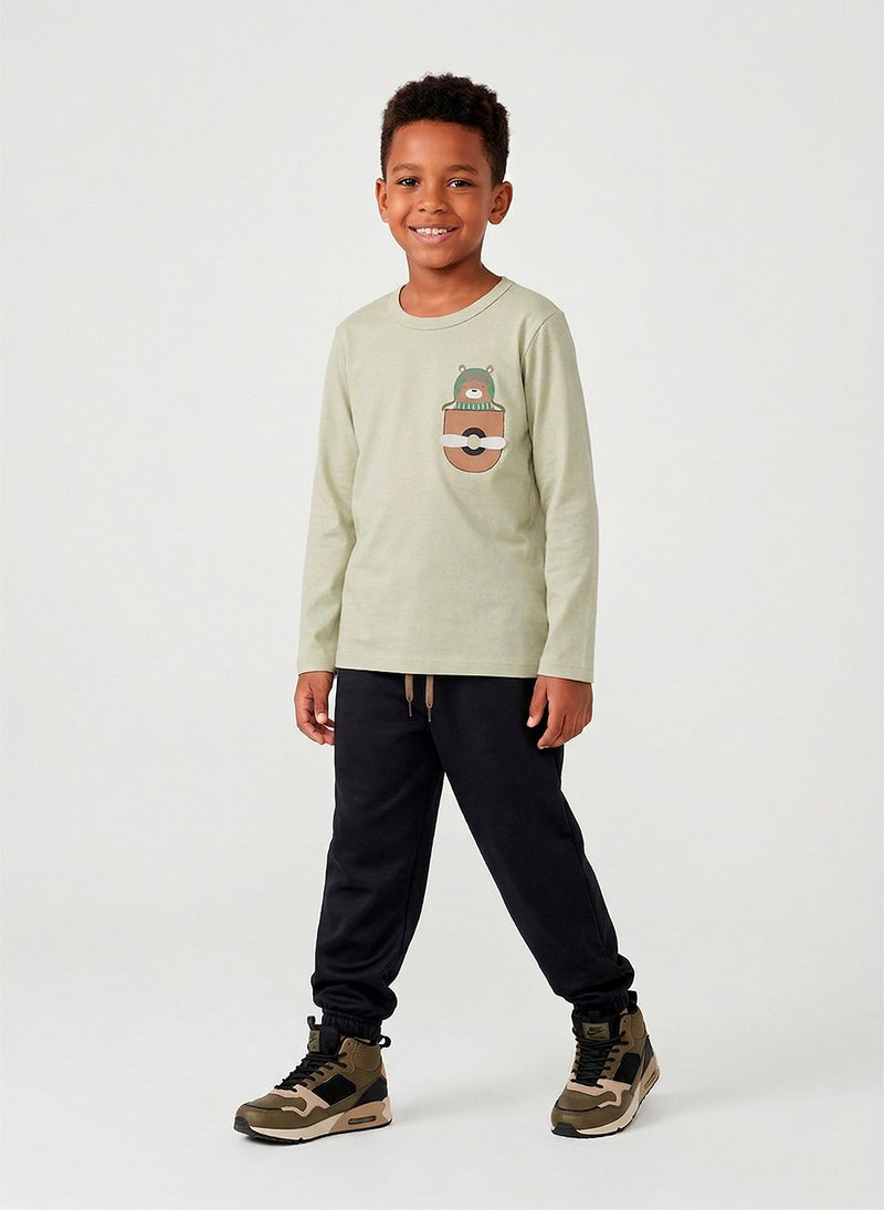 Conjunto Infantil Menino Meia Estação Bolso Creme 0113 - Keki Boys