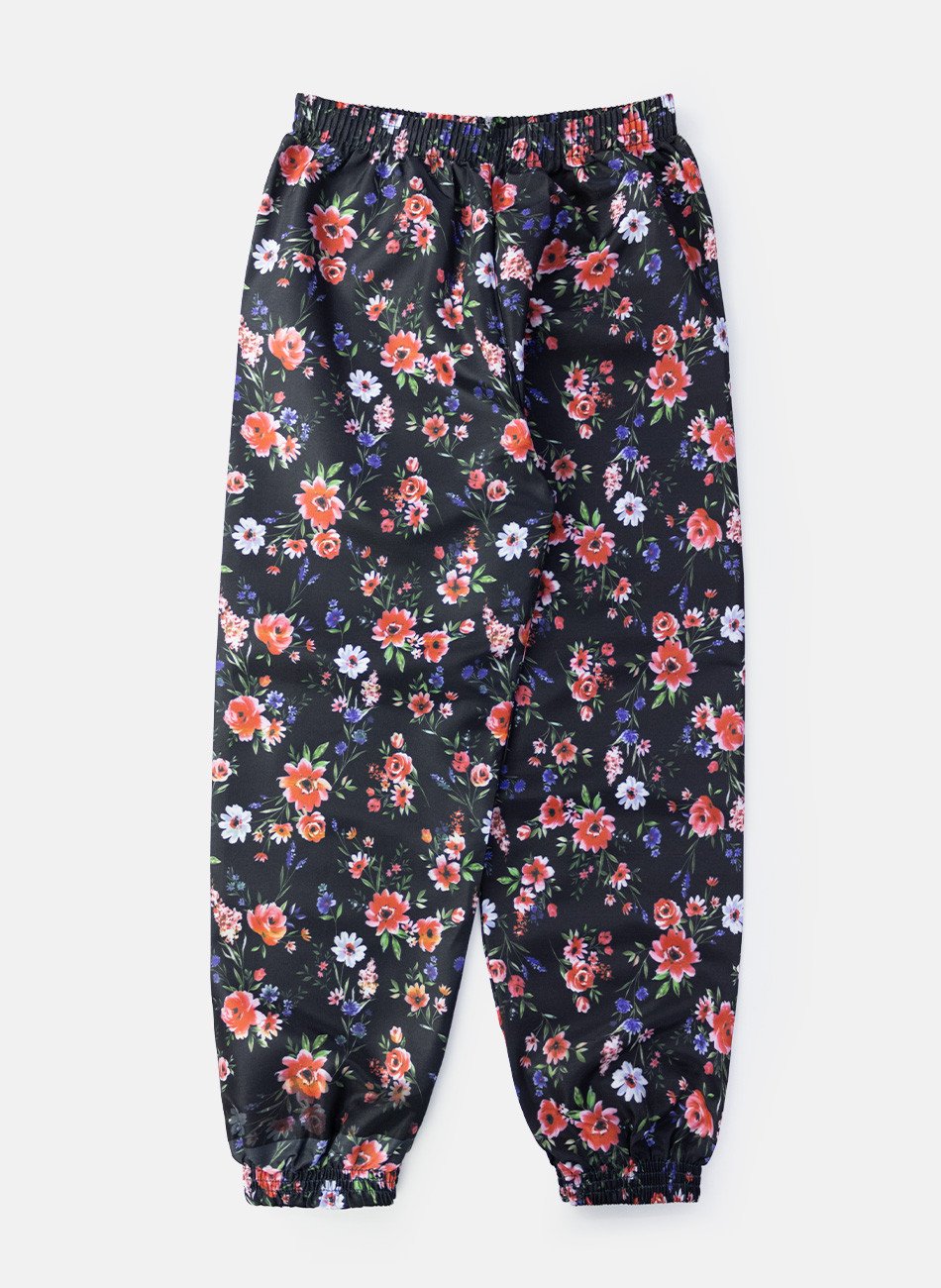 Conjunto Infantil Menina Corta Vento C/Capuz Florido Preto 137 - Laluna