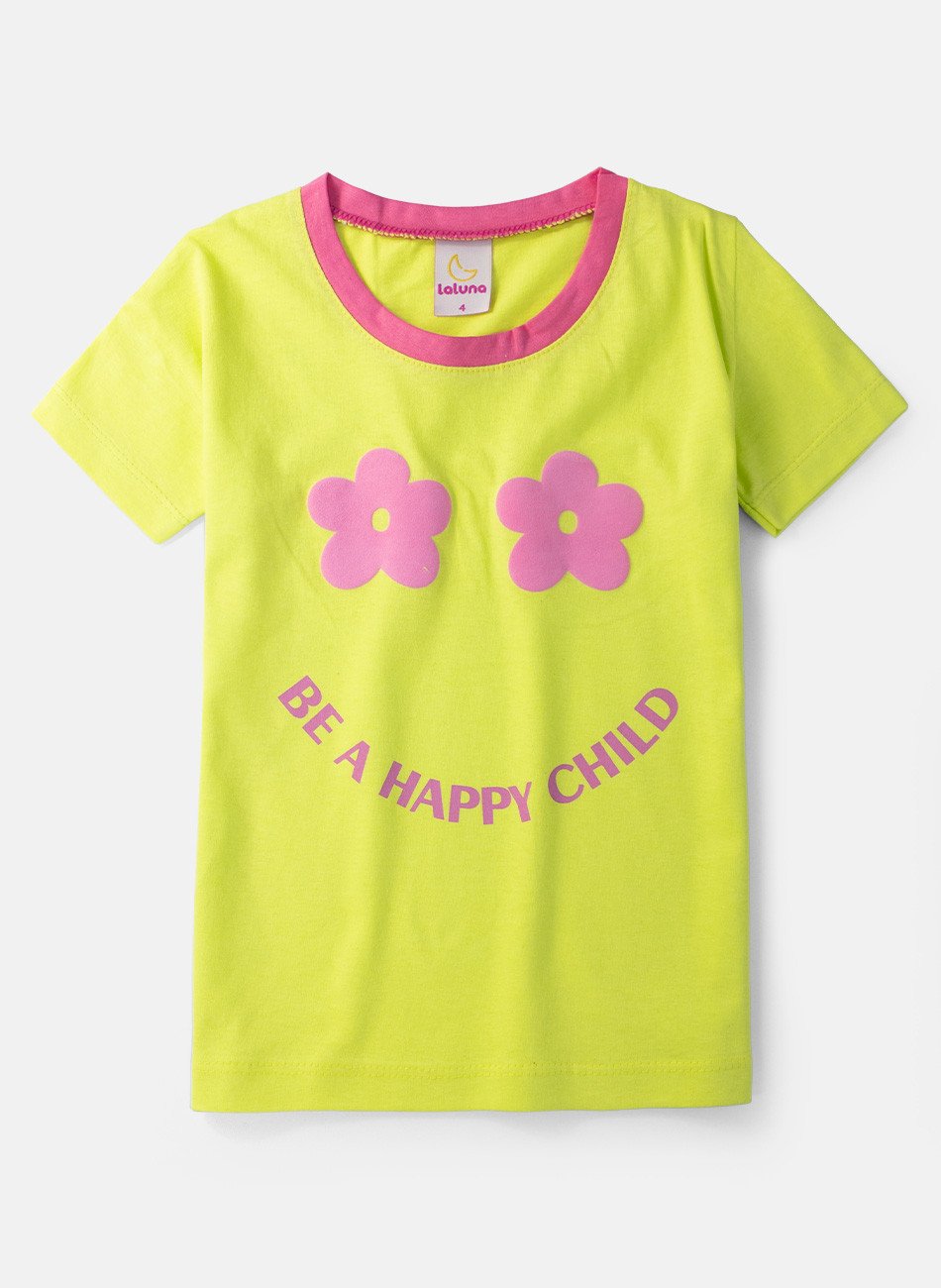 Conjunto Infantil Menina Meia Estação Happy Child Amarelo Lima 0454 - Laluna