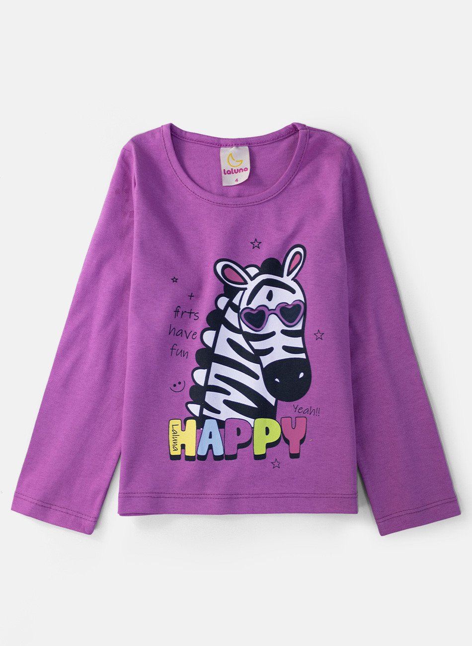 Conjunto Infantil Menina Meia Estação Zebra Happy Orquídea 0581 - Laluna