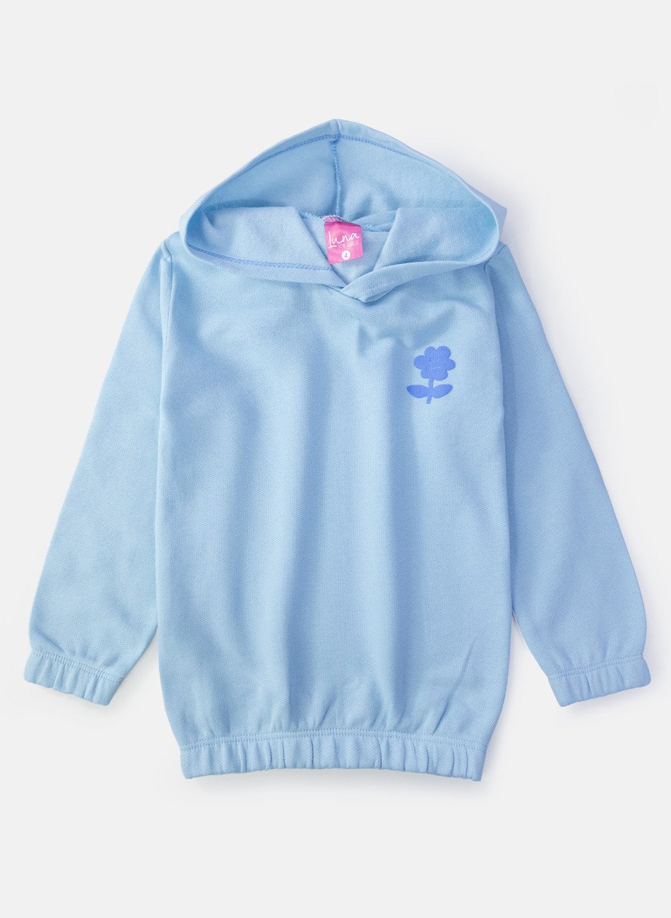 Conjunto Infantil Menina Moletom Love Flower Azul 0409 - Laluna