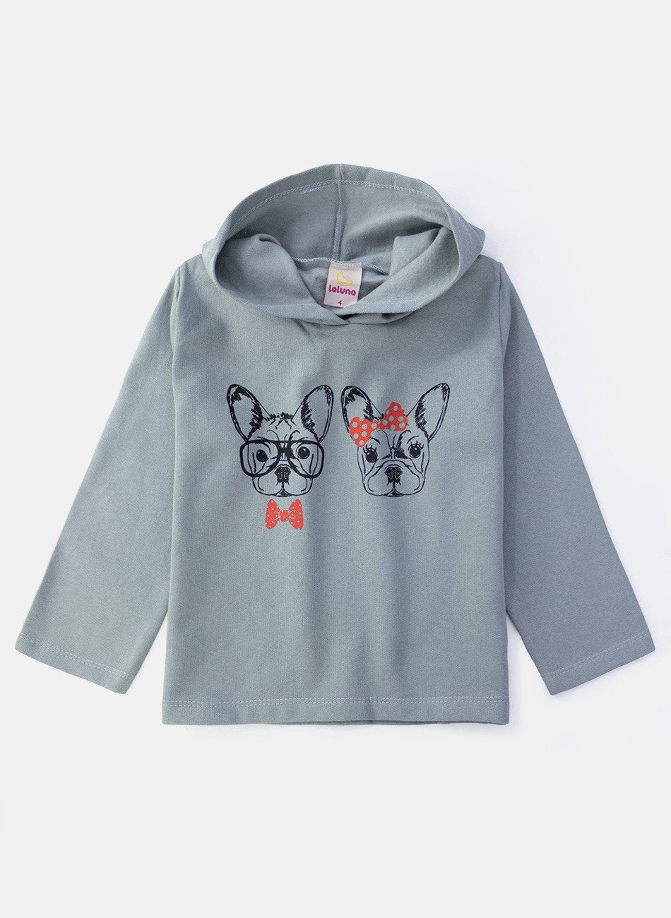Conjunto Infantil Menina Moletom Cachorrinhos Cinza 0389 - Laluna