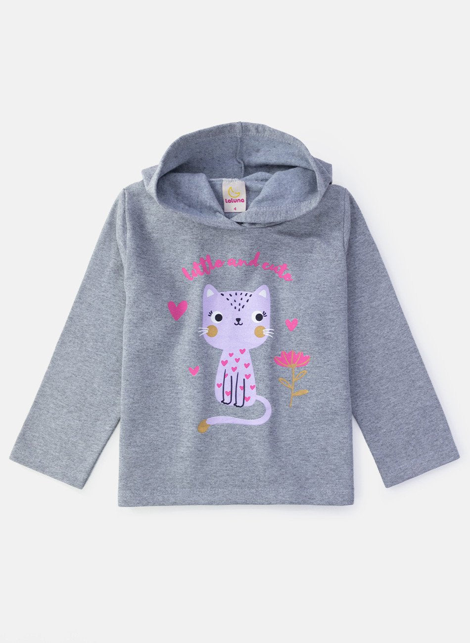Conjunto Infantil Menina Moletom Little And Cute Mescla 0381 - Laluna