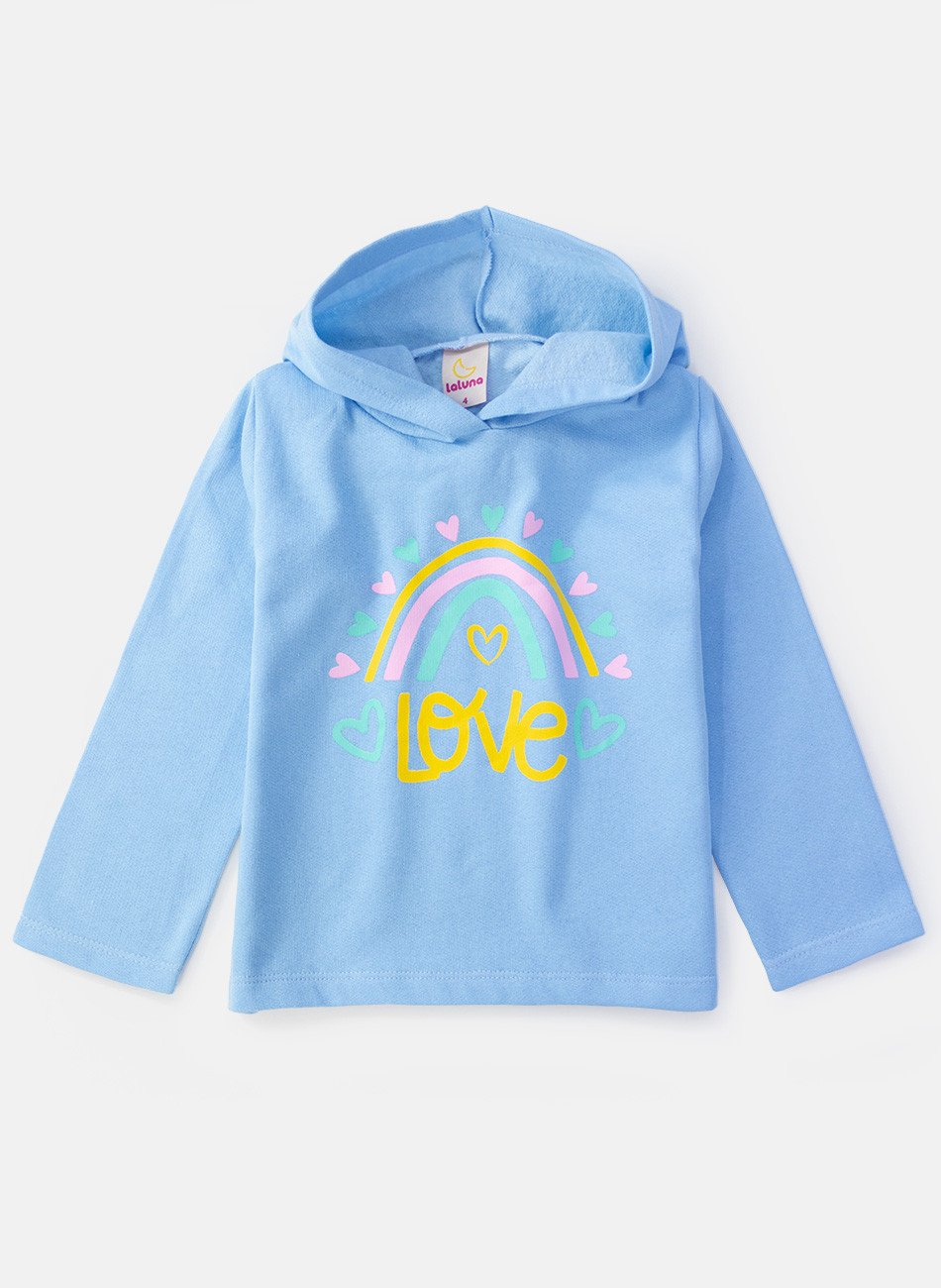 Conjunto Infantil Menina Moletom Love Azul 0401 - Laluna