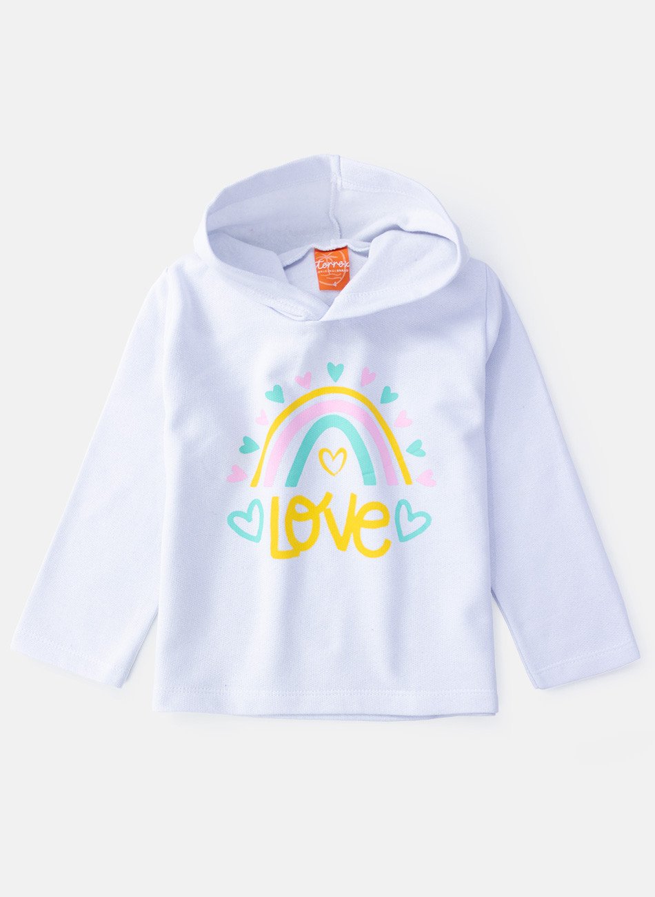 Conjunto Infantil Menina Moletom Love Branco 139 - Torrox
