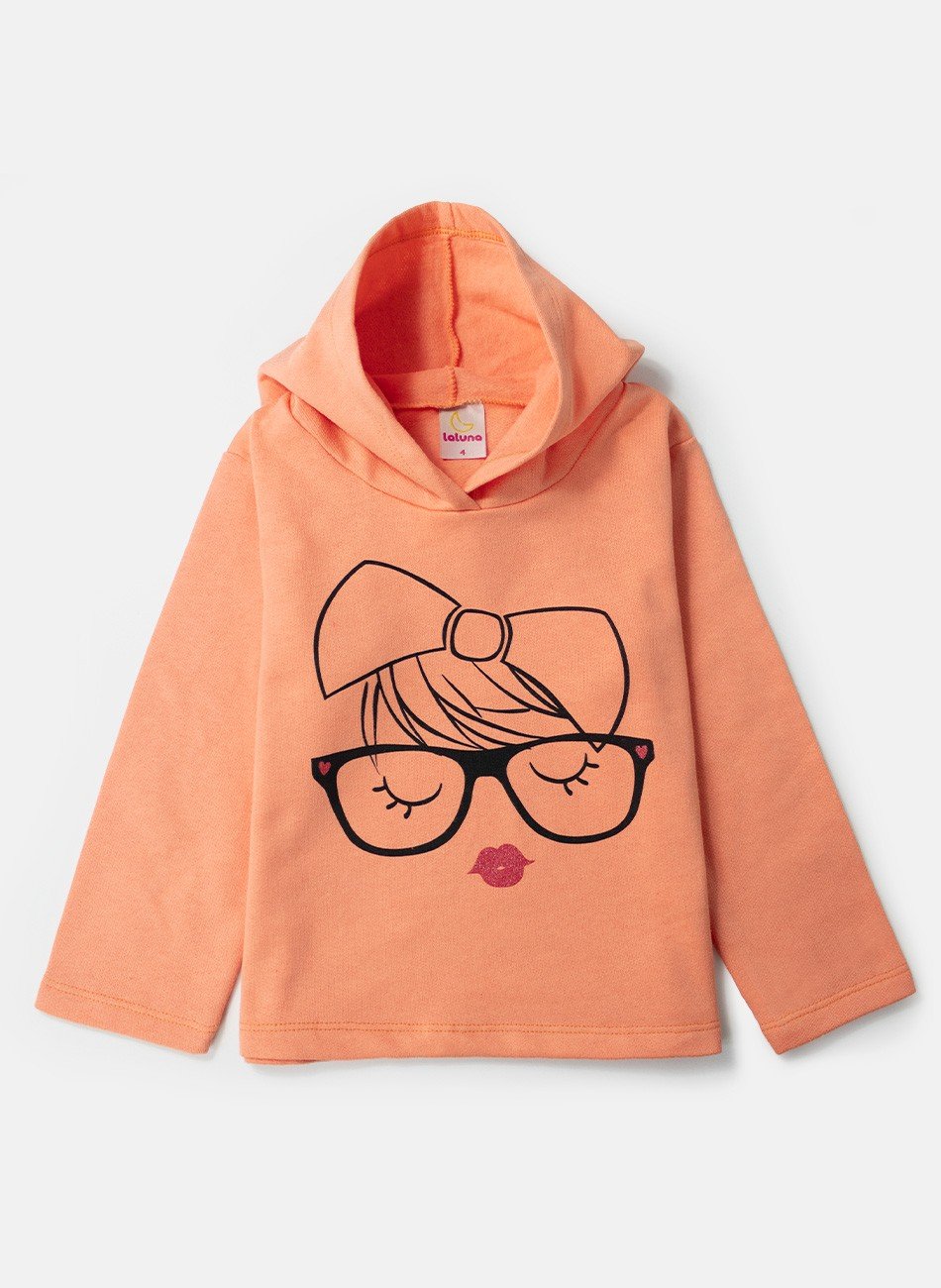 Conjunto Infantil Menina Moletom Óculos Pêssego 0380 - Laluna