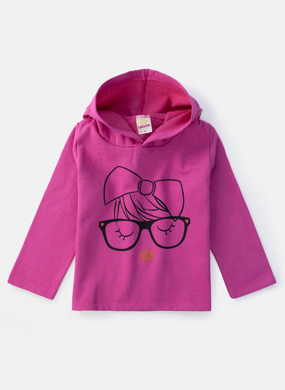 Conjunto Infantil Menina Moletom Óculos Pink 140 - Laluna