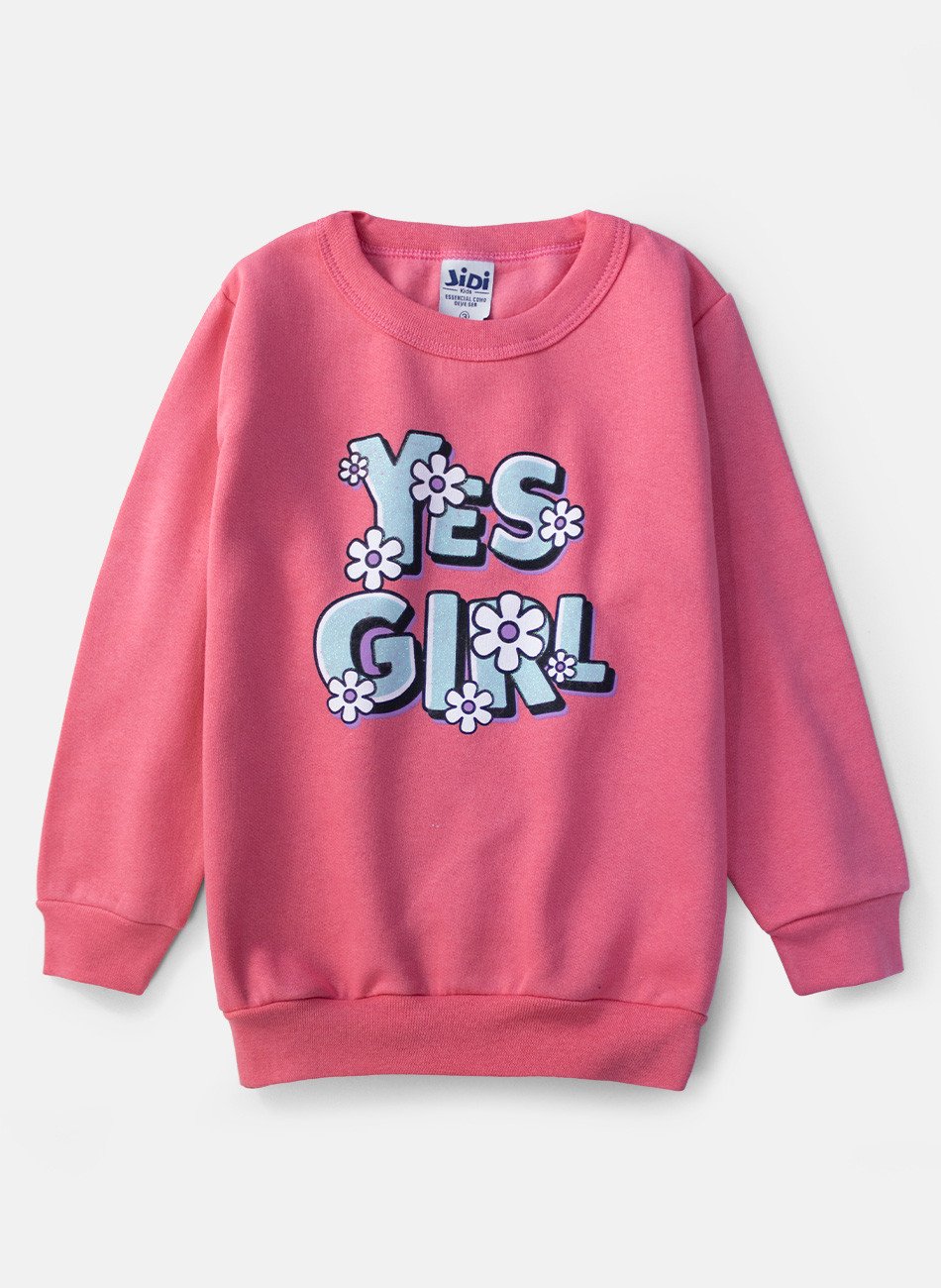 Conjunto Infantil Menina Moletom Yes Girl Coral 2541 - Laluna