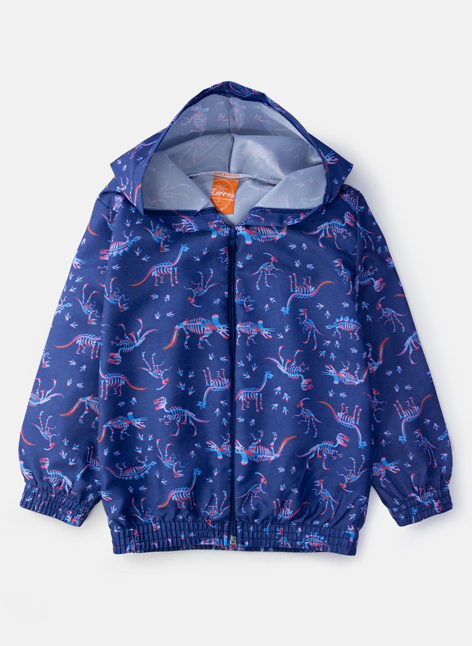 Conjunto Infantil Menino Corta Vento C/Capuz Fóssil Dinos Marinho 0142 - Torrox