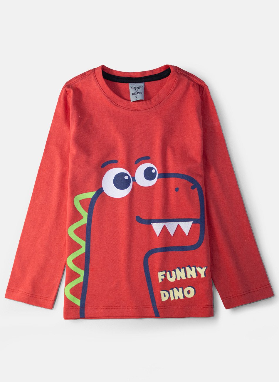 Conjunto Infantil Menino Meia Estação Funny Dino Vermelho 0331 - Keki Boys