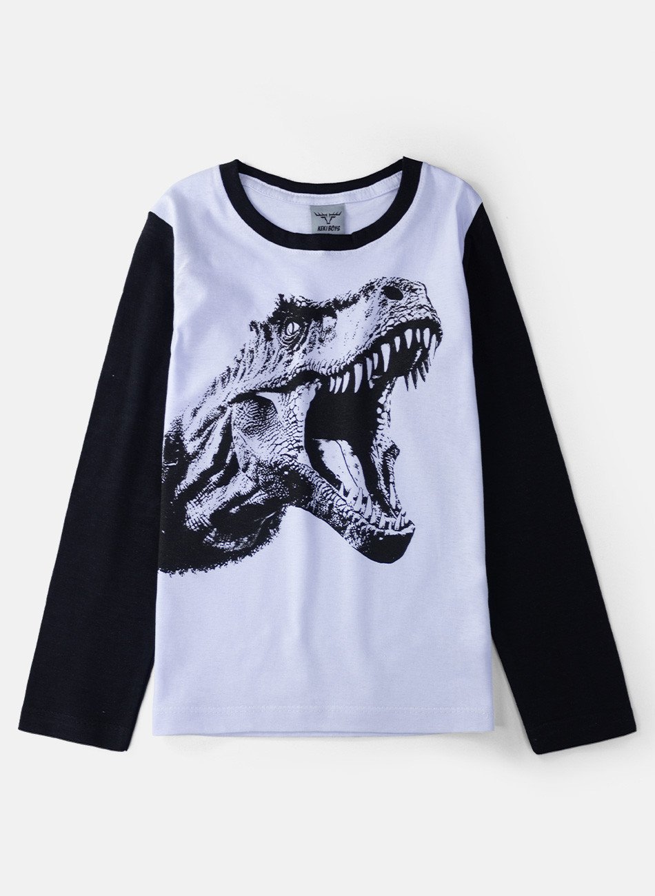 Conjunto Infantil Menino Meia Estação T-Rex Branco 070 - Keki Boys
