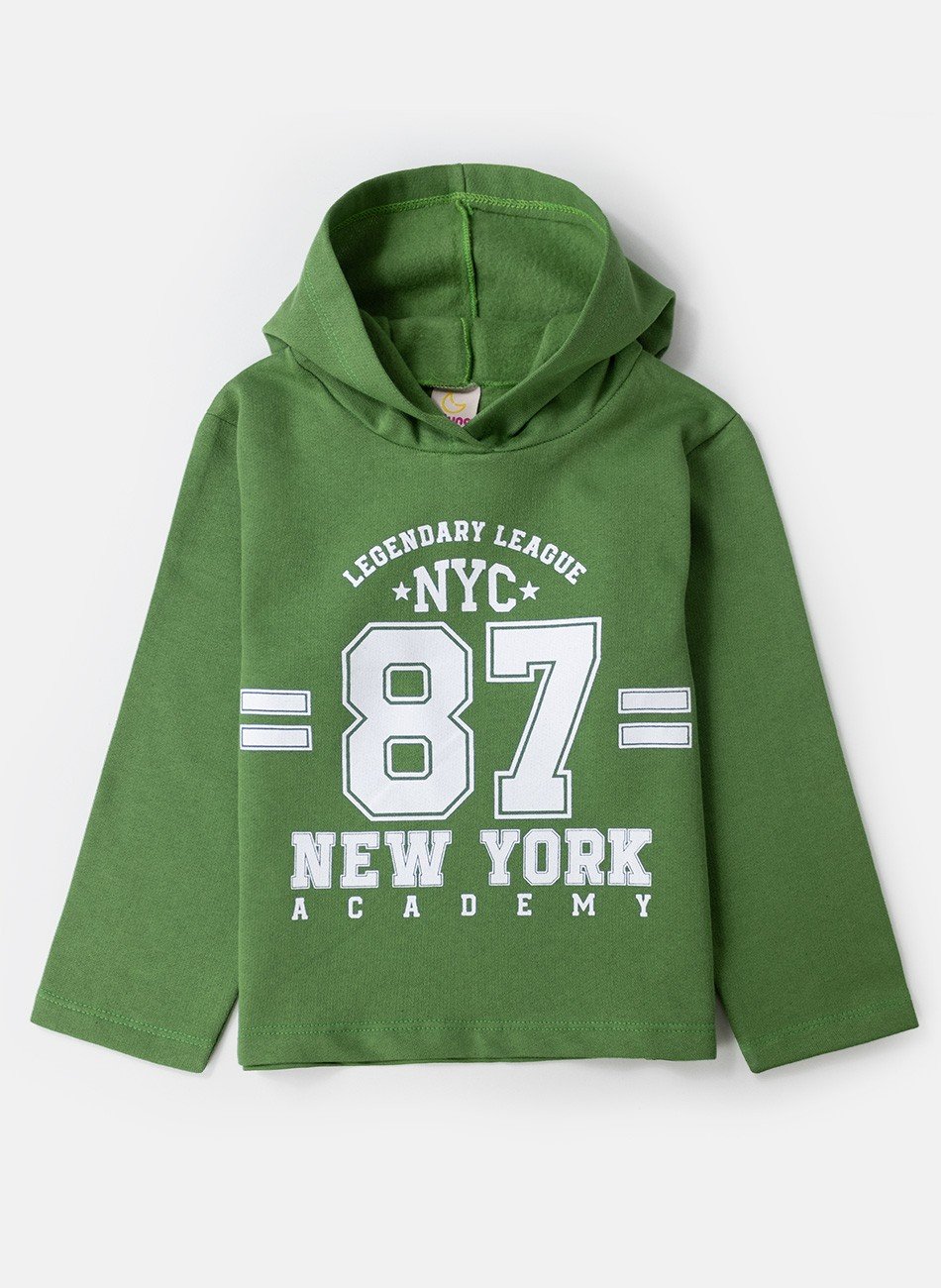 Conjunto Infantil Menino Moletom New York Academy Verde 0379 - Laluna