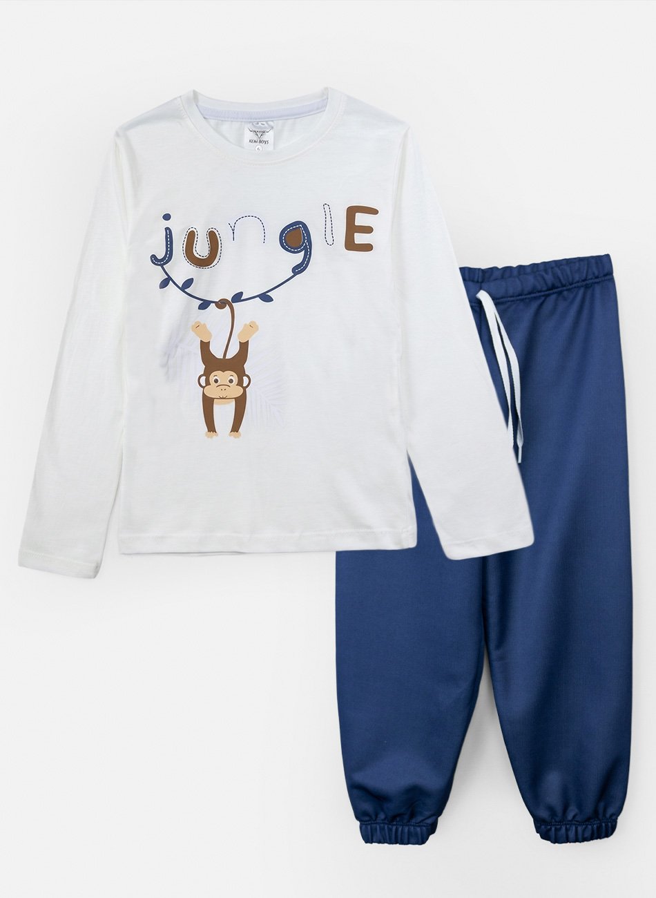 Conjunto Infantil Menino Meia Estação Jungle 0122 Off White - Keki Boys