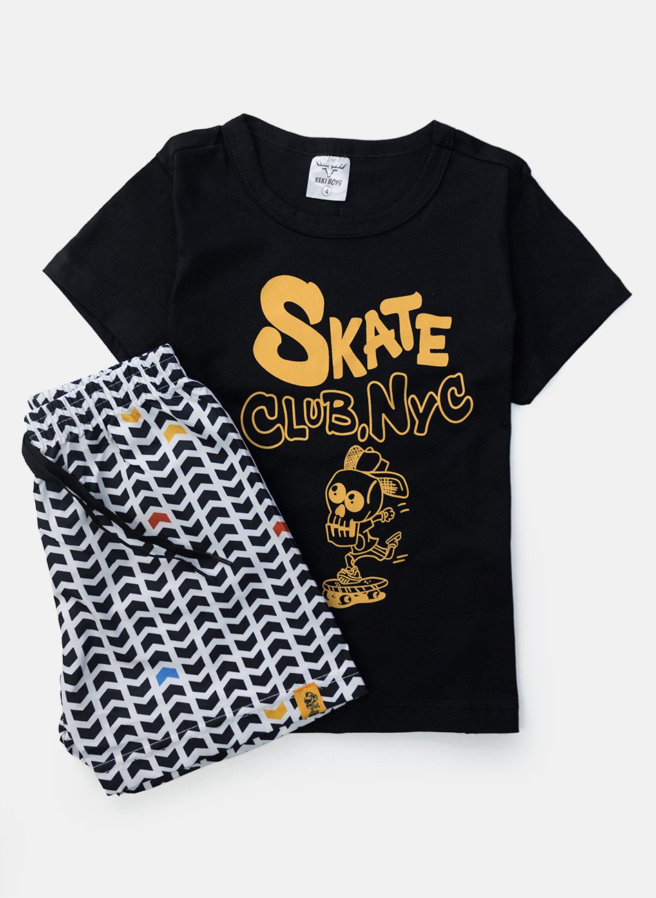 Conjunto Infantil Menino Skate Club NYC Preto 0416 - Keki Boys
