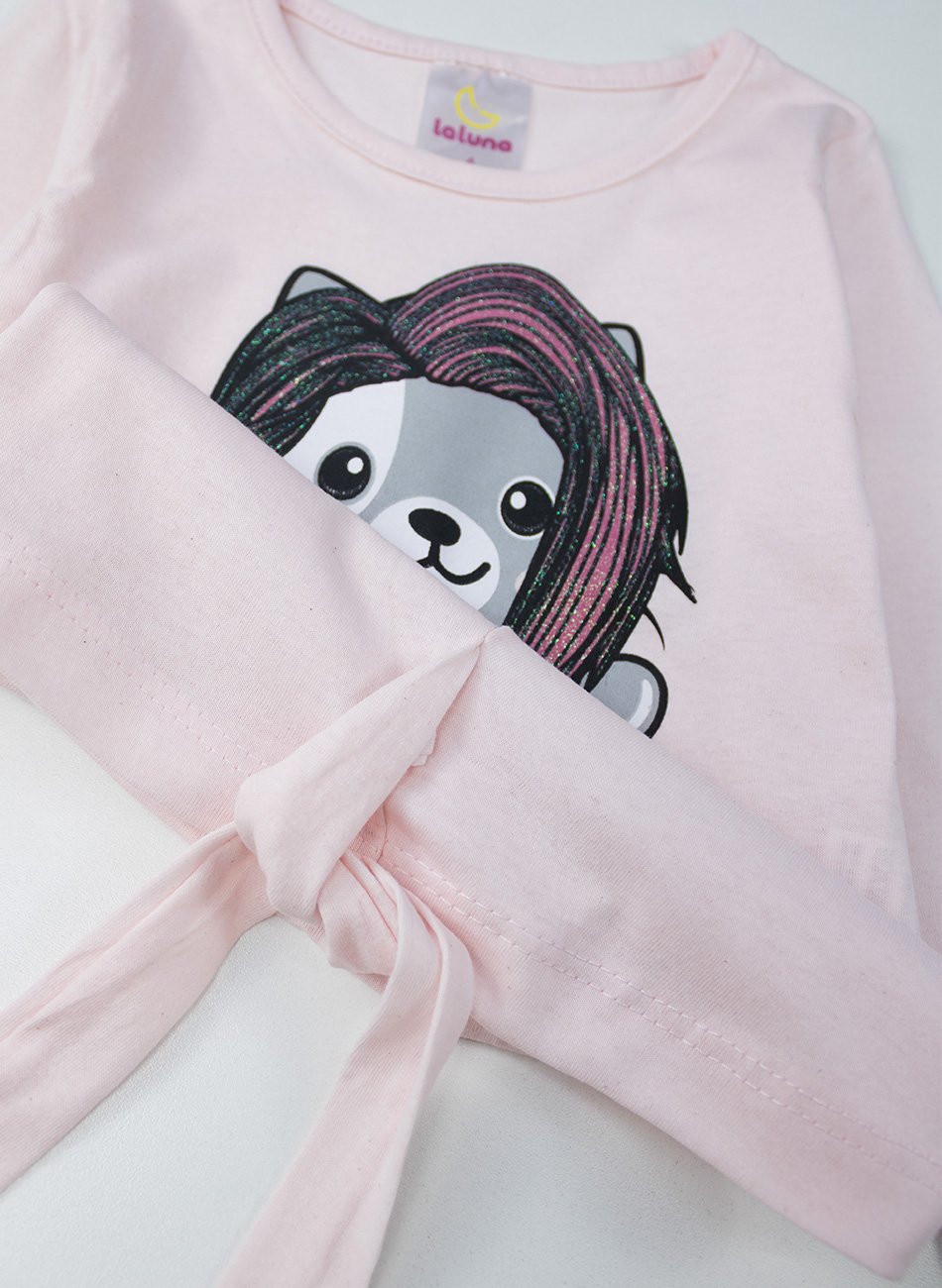 Conjunto Menina Meia Estação Ursinha Sweet Rosa 361 - Laluna