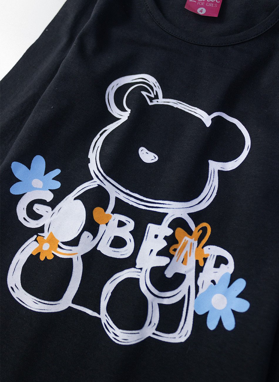 Conjunto Infantil Menina Meia Estação Go Bear Preto 0632 - Laluna