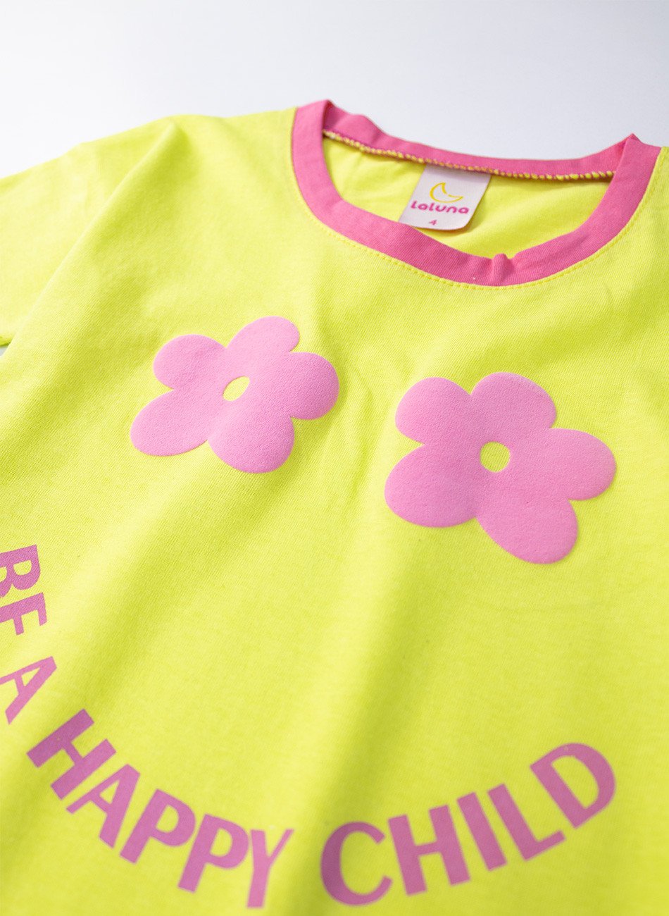 Conjunto Infantil Menina Meia Estação Happy Child Amarelo Lima 0454 - Laluna