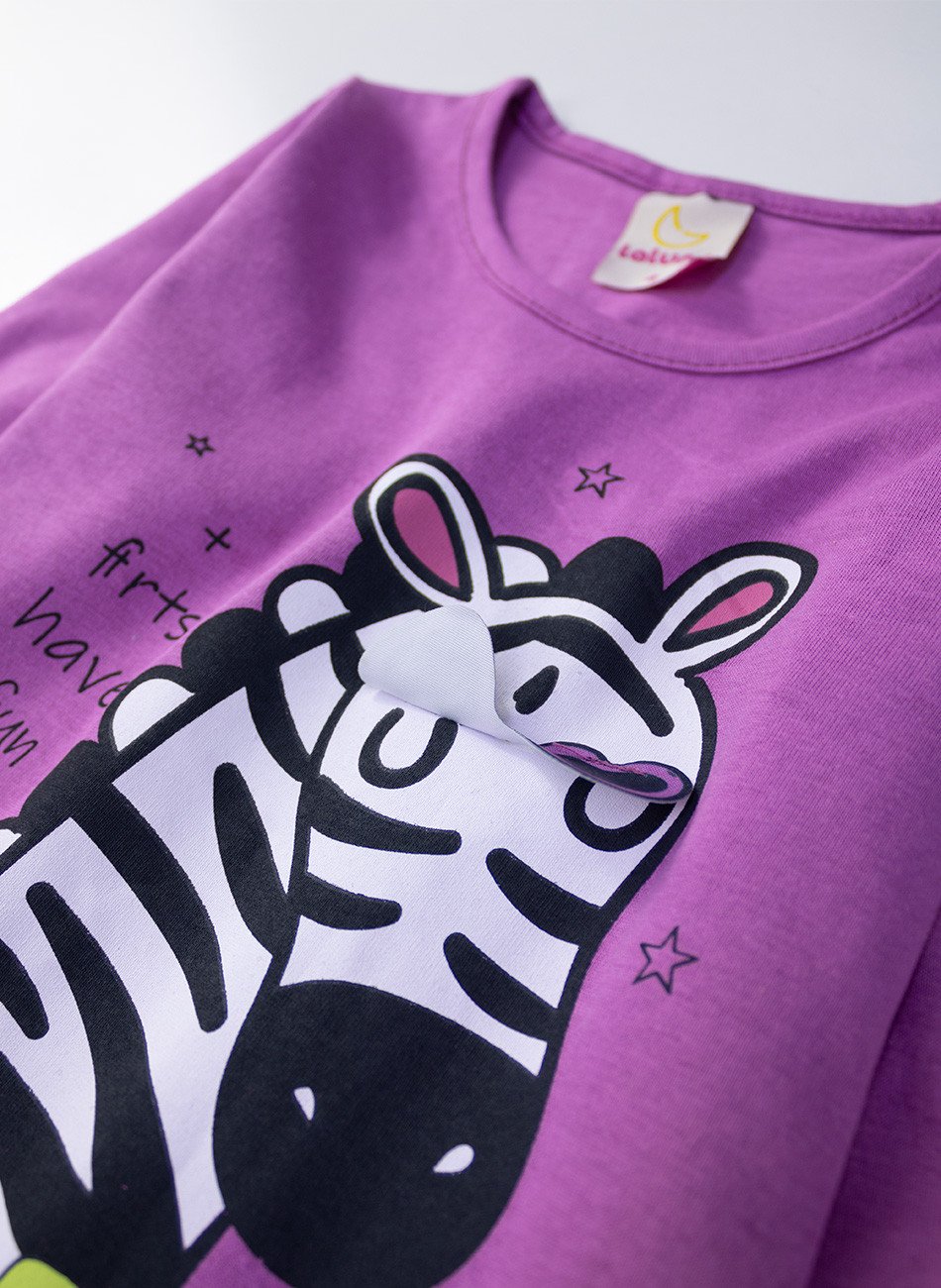 Conjunto Infantil Menina Meia Estação Zebra Happy Orquídea 0581 - Laluna