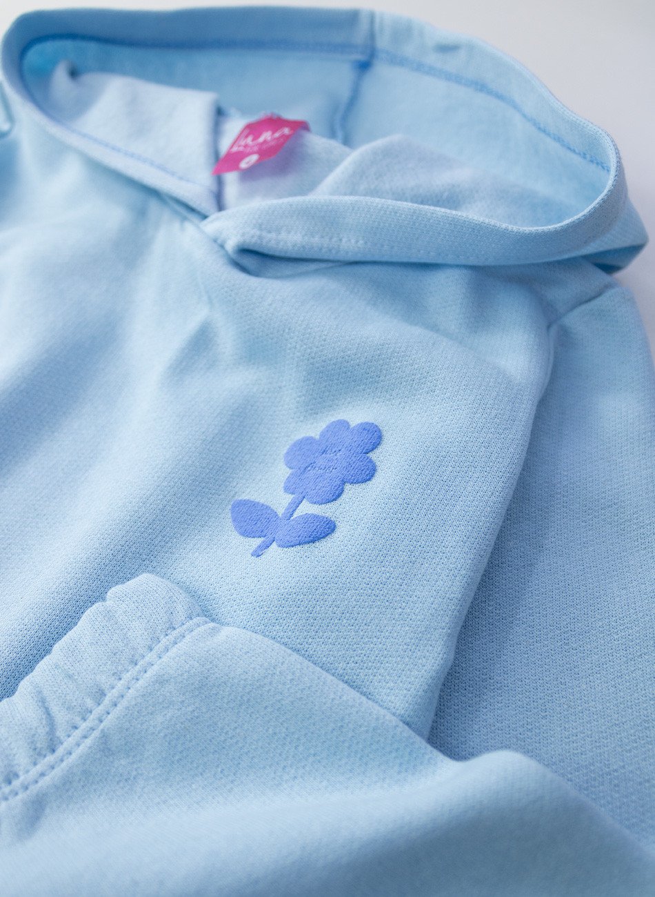 Conjunto Infantil Menina Moletom Love Flower Azul 0409 - Laluna