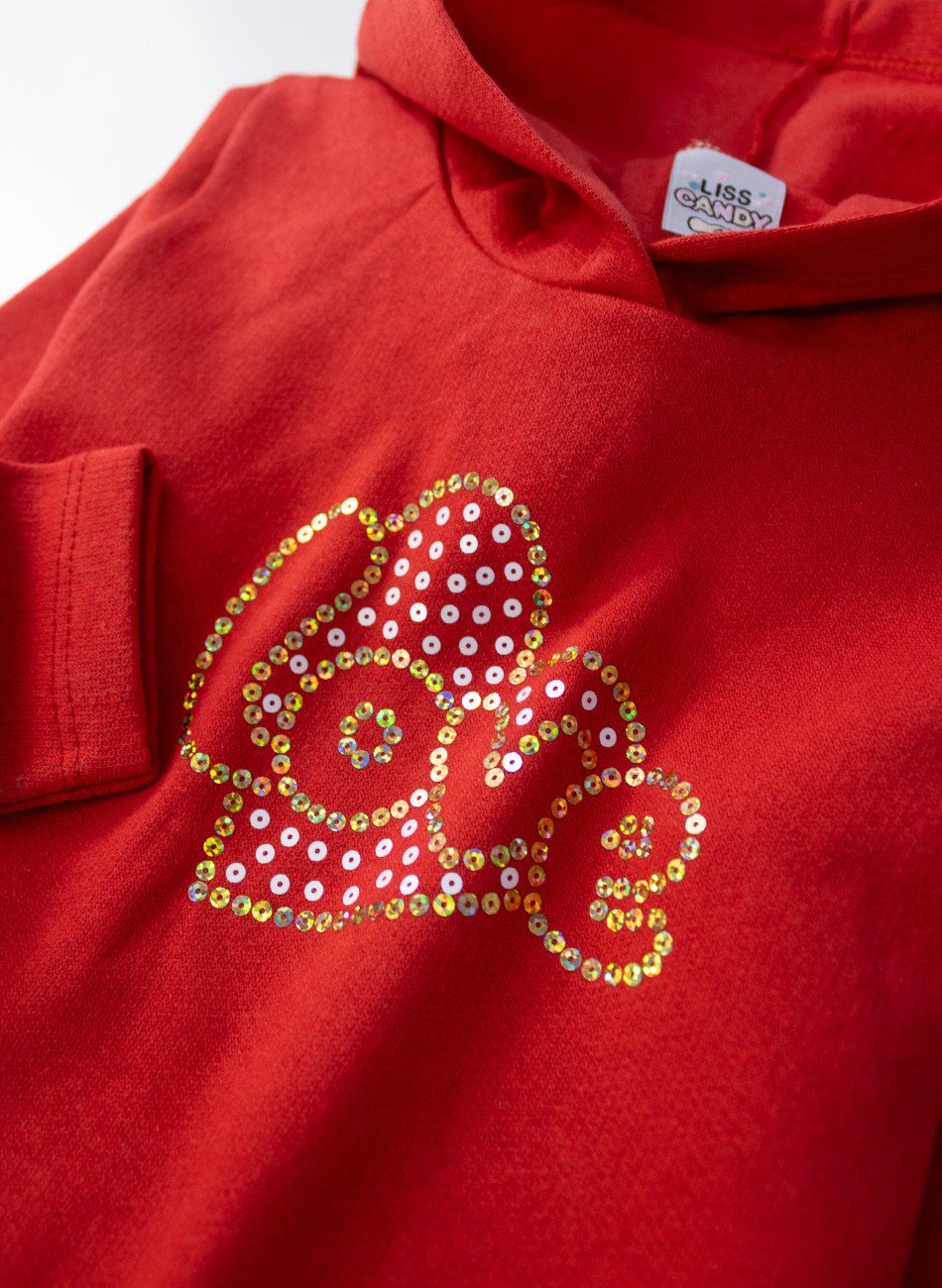 Conjunto Infantil Menina Moletom Love Vermelho 0582 - Laluna